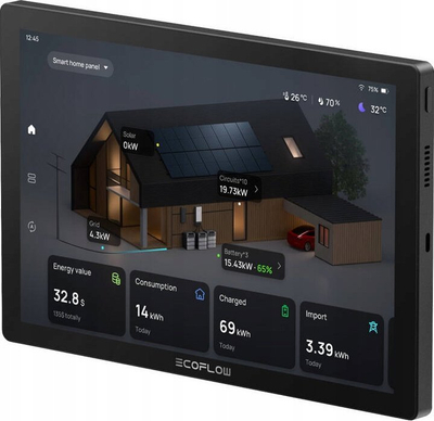 Panel kontrolli EcoFlow PowerInsight, ekran me prekje, montim në mur, i zi