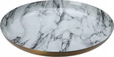 Tabaka dekorative H&amp;S Decoration Round Marble Tray, 23cm, rrethore, imitacion mermeri