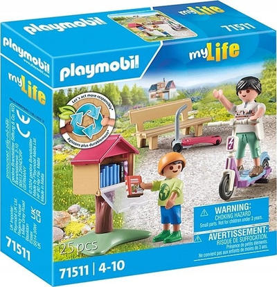 Set figure Playmobil My Life 71511 Book Exchange, skenë loje me libra, shumëngjyrësh