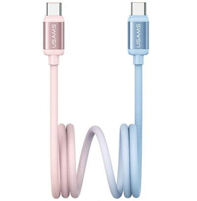 Kabllo USB C në USB C Usams SJ756, 1.2m, 60W PD, blu dhe rozë