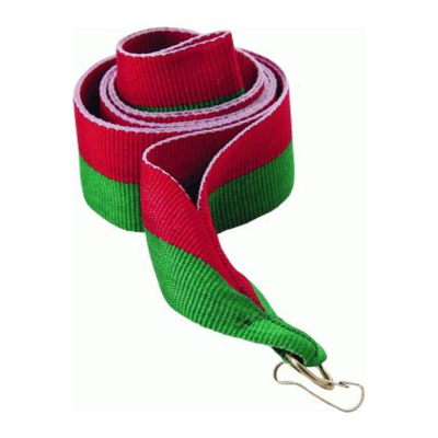 Shirit medaljeje Victoria Sport Ribbon 22mm, kapëse metal, e kuqe me jeshile
