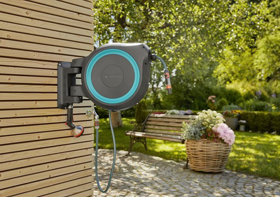Bobinë muri për zorrë uji Gardena RollUp M/L, 25 m, gri blu