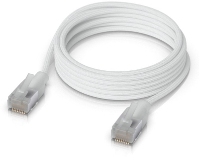 Kabllo rrjeti Ubiquiti UACC-Cable-Patch-EL-C6A-2M-W, Cat6A, 2m, e bardhë transparente