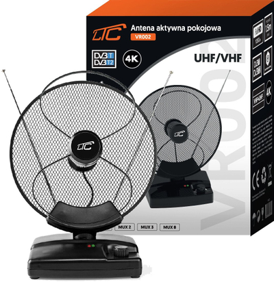 Antena e brendshme LTC MUX 8, DVB T2, Full HD 4K, e zezë