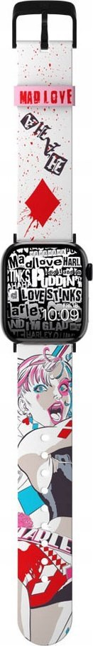 Rrip smartwatch DC Harley Quinn Manga Mad Love, silikon, 22mm, i bardhë me figura shumëngjyrëshe