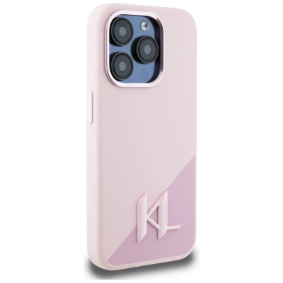 Футрола за телефон Karl Lagerfeld MagSafe, за iPhone 15 Pro, силикон, розова