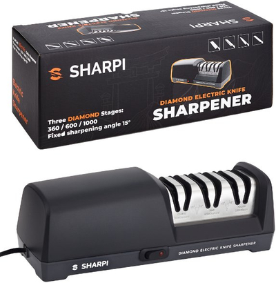 Mprehës elektrik thikash Sharpi Diamond, 3 faza diamanti, kënd 15°, i zi