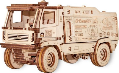 Puzzle druri 3D MAZ 5309RR, model kamioni gare, shkallë 1:30, ngjyrë druri natyrale