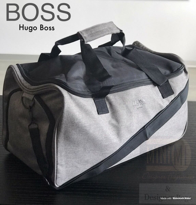 Çantë palestre Hugo Boss, stof, me logon Hugo Boss, e zezë