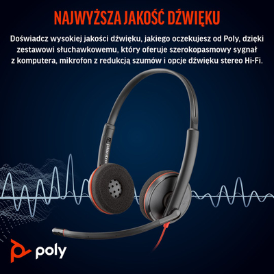 Kufje me mikrofon Poly Blackwire C3220, stereo, USB C, të zeza