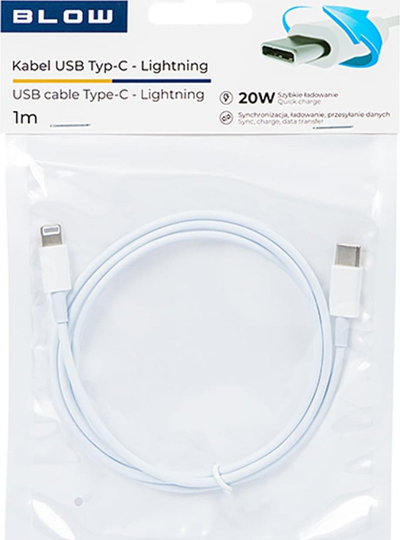 Kabllo karikimi 66-158 USB-C n’ Lightning, 1m, 20W PD, e bardhë