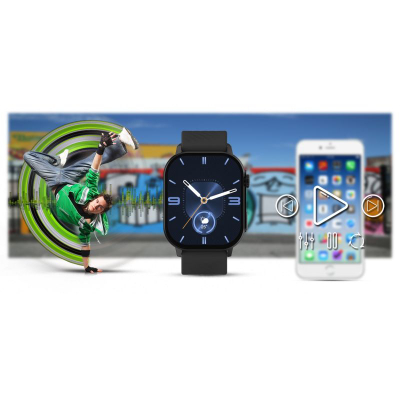 Ora e zgjuar Gravity GT15-1, ekran 2.04", Bluetooth 5.0, e zezë