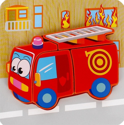 Puzzle druri Mega Creative Fire Brigade, 4 elemente, shumëngjyrësh