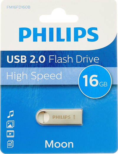 USB Philips Moon Edition 2.0, 16GB, metalik i argjendtë