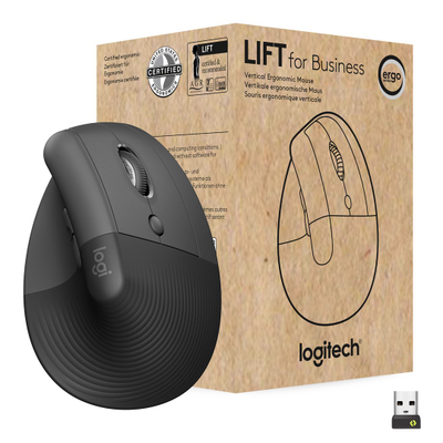 Maus ergonomik vertikal Logitech Lift, pa tela, 4000 DPI, i zi