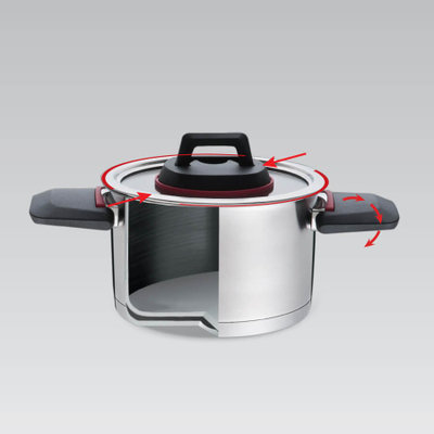 Tenxhere Maestro MR-3530-18, 2.3L, me kapak xhami, me doreza anësore, e zezë