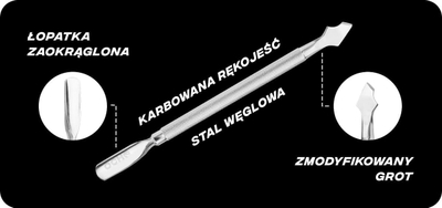 Shtytës kutikulash Ocho PO01, 13.7 cm, çelik karboni, ngjyrë argjendtë
