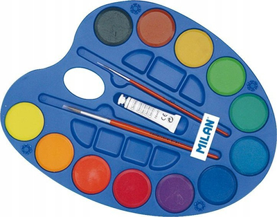 Set akuareli Milan Painter's Palette, 12 ngjyra uji, disqe 25mm, shumëngjyrësh