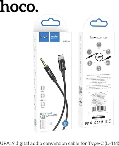 Adapter audio Hoco UPA19, USB Type C në 3.5mm, 1m, i zi