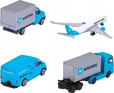 Set lodrash transporti Majorette MAERSK, die-cast, 4 modele, blu