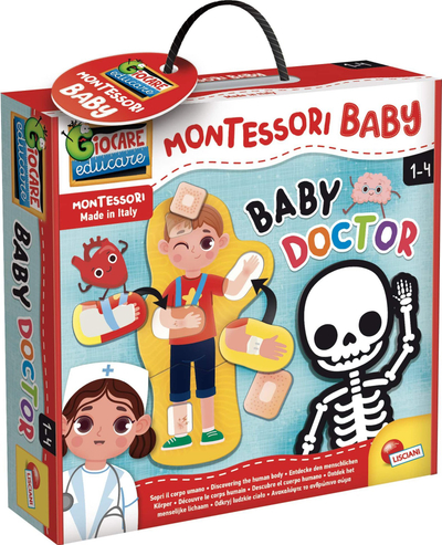 Lojë edukative Lisciani Giochi Montessori Baby Doctor 97159, për anatominë e trupit, për kalamajt