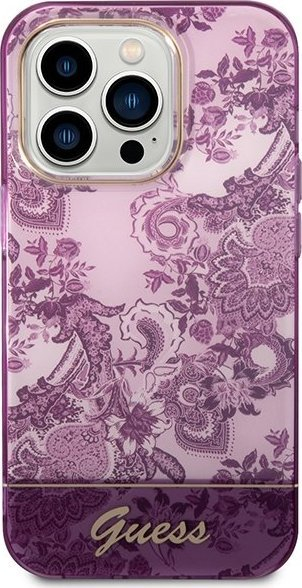 Mbulesë telefoni Guess GUHCP14XHGPLHF për iPhone 14 Pro Max, hardcase, Porcelain Collection, fuchsia
