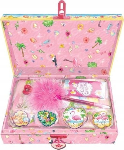 Set shkollor Pecoware Flamingo, ditar me gjëra brenda, për goca, shumëngjyrësh
