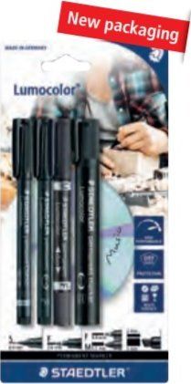 Set markera permanent Staedtler Lumocolor 60 BK, 4 copë, maja të ndryshme, shumëngjyrësh