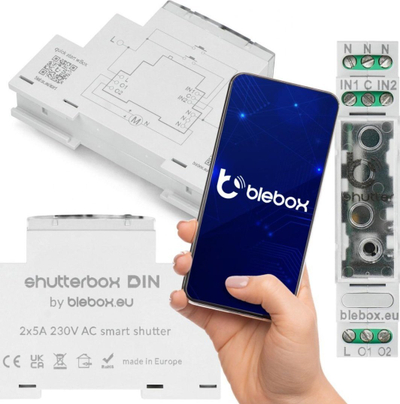 Kontroller roletash Blebox ShutterBox DIN, 2 kanale, WiFi, 230V