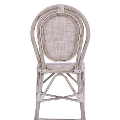 Stol alumini stil bambuje, textilene, 47×61×115 cm (HM5110), bardhë