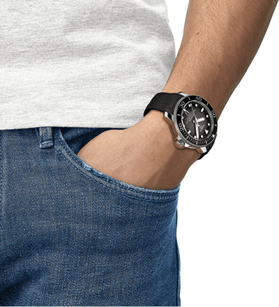 Orë për meshkuj Tissot Seastar 2000 Professional Powermatic 80 T120.607.17.441.00, e zezë