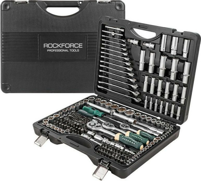 Set çelësa ROCKFORCE RF-4218, 218 pjesë, 1/2" 3/8" 1/4", valixhe plastike e zezë