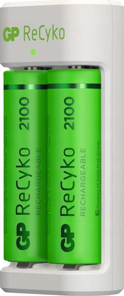Karikues baterish GP ReCyko E211, AA AAA NiMH, 2x AA 2100mAh, i bardhë
