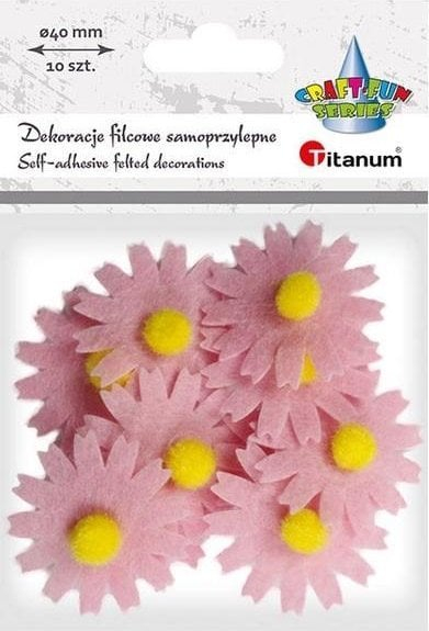 Dekor filci Titanum 3D lule, 40mm, 10 copë, rozë e çelët