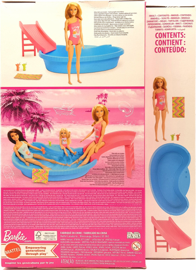 Сет за игра Barbie кукла со базен, кукла со играчка-базен, повеќебоен