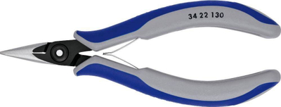 Прецизни клешти за електроника Knipex 34 22 130, 130mm, тенок врв, сино сиво
