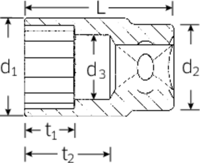 Prizë goditëse STAHLWILLE 1/2", 34 mm, bi-hex, metalike