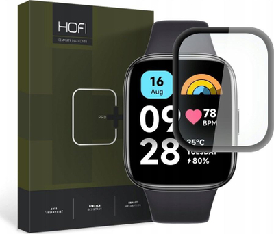 Xham mbrojtës Hofi Hybrid Pro+ për Xiaomi Redmi Watch 3 Active, 0.28mm, shumë i kthjellët, i zi