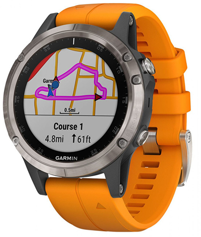 Orë e mençur Garmin Fenix 5S Plus, ngjyrë portokalli