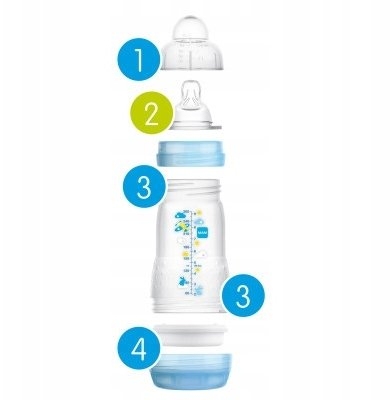 Biberon MAM Anti Colic Perfect Start, 260ml, 2m+, transparent bezhë