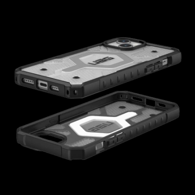 Mbrojtëse telefoni UAG Pathfinder MagSafe për iPhone 15 Plus, antishok, transparente, e bardhë
