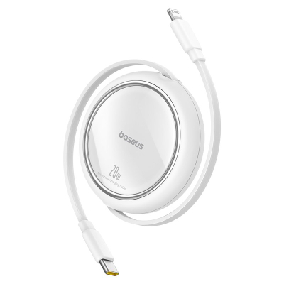 Kabllo karikimi Baseus Free2Pull, 20W, 1m, USB C në Lightning, e bardhë