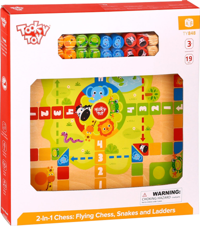 Loja tavoline Tooky Toy TY848, druri 2 në 1 Ludo dhe Gjarpërinj e Shkallë, shumëngjyrëshe