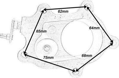 Downpipe turbo CN-AT-055 T3 T4, 5 bolt-a, V-Band 2.5", gri