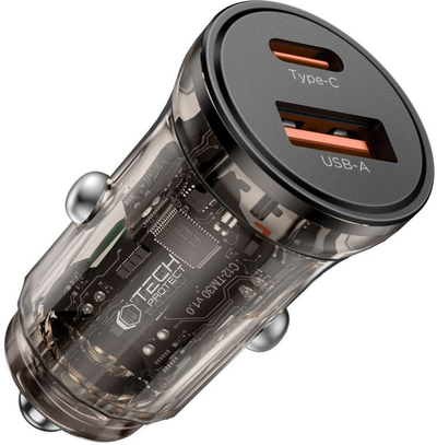 Автомобилски полнач Tech-Protect CC01, 2 порти PD45W QC3.0, црн