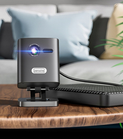 Projektor i vogël DLP portativ, Full HD 4K, WiFi me Android, me bateri
