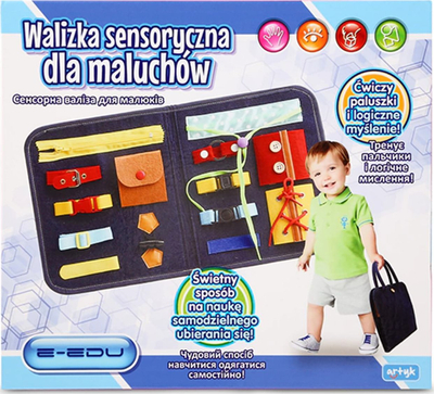 Valixhe sensoriale për kalama Artyk E Edu, lodër edukative, portative, shumëngjyrëshe