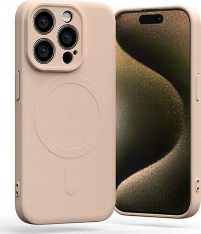 Futrollë telefoni Mercury Semi-Silicon MagSafe për iPhone 15 Pro, rozë Pink Sand Powder Pink
