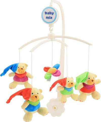 Karusel për krevat bebe Baby Mix Plush, me arusha pelushi, shumëngjyrsh