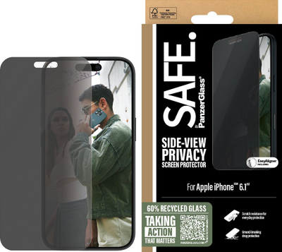 Mbrojtës ekrani PanzerGlass SAFE Privacy, për iPhone 16 15, Ultra Wide Fit, transparent